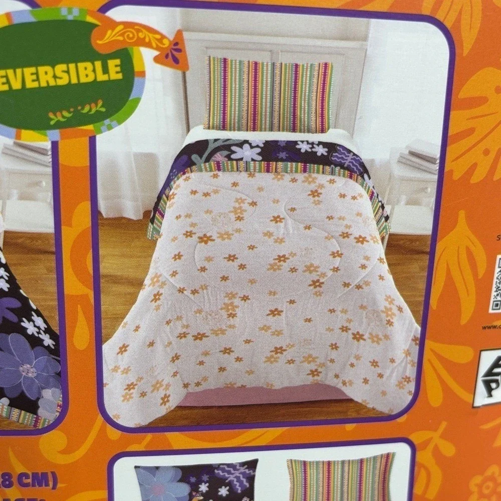 Dora the Explorer 2 Piece Comforter SZ Twin/Full Reversable Purple & Pink NEW